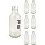 Braventa Collection Digithome 6’lı 50 ml Gümüş Metal Kapaklı Cam Zencefil Shot Şişesi Söz Nişan Hediyelik Kolonya Şişesi - Standart