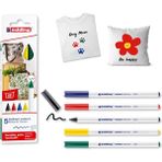 Braventa Collection Edding 4600 Tekstil Kalemi - Siyah, Kırmızı, Mavi, Yeşil, Sarı - 5'li Set - Yuvarlak Uç 1 mm - Tekst - Standart
