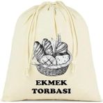 Braventa Collection Ekmek Torbası, Pamuk Bez Torba, 40X40 Cm, Baskılı Ekmek Desenli, Krem Rengi - Standart
