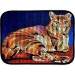 Braventa Collection Elekli Desenli Kedi Tuvalet Önü Paspası 60 x 45 cm Kaplan