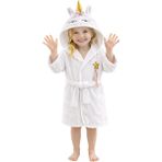 Braventa Collection Ely Çocuk Bornozu Kapşonlu-Haynanan Figürlü-Kız Bebek Bornoz-Çocuk-Beyaz Unicorn-13-14 Yaş, Ely , 13