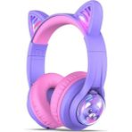 Braventa Collection Iclever Kedi Kulaklı LED Işıklı Güvenli Ses Sınırlı 45 Saat Oynatma Süreli Bluetooth Çocuk Kulaklığı