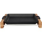 Braventa Collection Lava Metal Döküm Izgara Tava, Metal Kulplu, Ahşap Standlı, 26X32CM - Standart