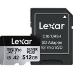 Braventa Collection Lexar 512 GB Profesyonel Silver Microsdxc Hafıza Kartı W/sd Adaptör, Uhs-I, C10, U3, V30, Full-Hd ve - Standart