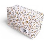 Braventa Collection Makyaj Çantası | Makeup Bag | Kapitone Bakım Seyahat Kozmetik Çantası (Beyaz-Sarı) - Çok Renkli