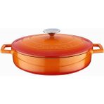 Braventa Collection Metal Döküm Çok Amaçlı Yayvan Tencere, Trendy, 28 Cm, 3.51 L Hacim, Turuncu - Standart
