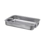 Braventa Collection Metal Kare Fırın Kabı 24X34 cm Paslanmaz Çelik Kulplu Kare Fırın Pişirme Tepsisi