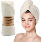 Braventa Collection Mikrofiber Saç Havlusu Plaj Deniz Havuz Bonesi Banyo Saç Kurutma Baş Havlusu Krem