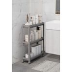 Braventa Collection Mithra Life 3 Katlı Tekerlekli Slim Ince Gri Banyo Mutfak Rafı MIT1127 - Standart