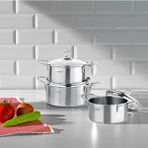 Braventa Collection Nehir Silver 6 Parça Paslanmaz Çelik Mini Tencere Seti (12-14-16 Cm) - Standart