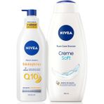 Braventa Collection Nivea Kremsi Dokunuş Duş Jeli 750ML Q10 Sıkılaştırıcı Nemlendrici Vücut Bakım Losyonu 400ML