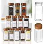 Braventa Collection Orret Home 12'li Bambu ve Akasya Kapaklı Cam Baharatlık Seti 120 ml - Doğal Ahşap Kapaklı, Şeffaf Ca - Standart