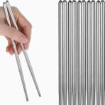 Braventa Collection Orret Home 5 Çift Paslanmaz Çelik Chopsticks – Metal Çin Yeme Çubuğu Seti, Kaymaz Sushi ve Noodle Çu