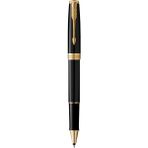 Braventa Collection Parker Sonnet Roller Kalem | Altın Süslemeli Siyah Boya | Ince Uç | Siyah Mürekkep | Hediye