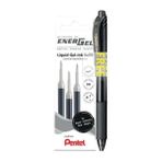 Braventa Collection Pentel Mekanizmalı Likit Roller Kalem + 3 Adet Yedek - Siyah Siyah - Standart