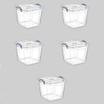 Braventa Collection Polytime Şeffaf Kilitli Mutfak Eşya Saklama Düzenleme Kabı Kutusu - Kare - 4 Litre - 5 Adet