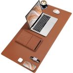 Braventa Collection Pu Deri Mouse Pad Dikişli Kenar Dayanıklı Büyük Boy Çift Yönlü Kullanım Masa Matı Sümen(Kahverengi,