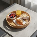 Braventa Collection Taşıma Kulplu Yuvarlak Bambu Tepsi (30 Cm) | Doğal Ahşap Servis Tepsisi | Kahve, Kahvaltı ve Dekorat - Standart
