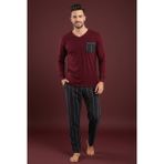Bravie Luxury Thermal Erkek Kışlık Pijama Takımı 9732 Bordo - Kırmızı