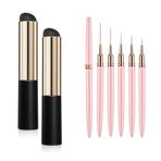 BRAVIKERLY Silikon Nail Art Fırça Seti, Kadınlar için 2 Adet Yeniden Kullanılabilir Tırnak Fırçaları ve Tırnak için 5 Adet Çizgi Fırçaları, Ruj Kapatıcı Makyaj Fırçası, Tırnak Gradyan Fırçası, İnce Tırnak
