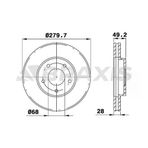 Braxis AE0137 Nissan Primera P12 03-10 X-Trail 01-10 Maxima 10- 280X5 402064U101 Havalı Ön Fren Diski
