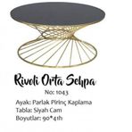 Brc 13373 Orta Sehpa Rivoli Siyah Temper Cam Gold Renk Kaplama Metal Ayak Elyapı