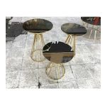 Brc 18064 Cadde Metal Gold Renk Kaplam Düz Siyah Temper Cam El Yapım Zigon Sehpa