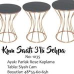 Brc Zigon 13393 Kumsaat Model Düz Siyah Tabla Metal Çelik Rose Kaplama El Yapım