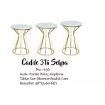 Brc Zigon Cadde Sehpa Metal Çelik Gold Renk Kaplam Beyaz Mermer Temper Cam Elyapı