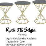 Brc Zigon Sehpa 13412 Rivoli Model Siyah Cam Tabla Gold Parlak Ayak El Yapım