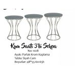 Brc Zigon Sehpa 14064 Kum Saat Model Siyah Temper Cam Metal Krom Renk El Yapım