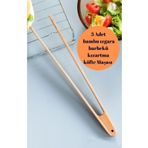 BRE HOME 3 adet bambu ızgara barbekü köfte cımbız maşa seti