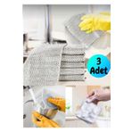 BRE HOME 3 Adet inox cift katlı bulaşık ovma teli banyo mutfak temizleme kir pas lekeleri çıkarma