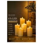 BRE HOME 6’lı LED Dekoratif Mum Seti Gerçek Mum Görünümlü Pilli Mum Light eriyen