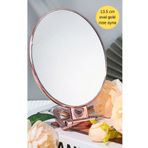BRE HOME Gold Rose Büyüteçli 13,5 Cm Tezgah Üstü, Masaüstü Traş Makyaj Aynası Oval 11307