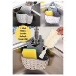 BRE HOME Silikon Lavabo Süngerliği Musluğa Asılan | Delikli Su Tahliyeli Bulaşık Süngeri Organizer