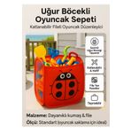 BRE HOME Uğur Böcekli Oyuncak Sepeti – Katlanabilir Fileli Oyuncak Düzenleyici