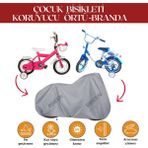 Breen Gri Çocuk Bisikleti Koruyucu Örtü, 12-16 Jant Bisikletlere Uyumlu Çocuk Bisikleti Brandası