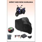 Breen Sym Jet 14 200I Abs Arka Çanta Uyumlu Siyah Motosiklet Branda Su Geçirmez Dayanıklı Kumaş - Siyah, Arka Çanta Uyumlu