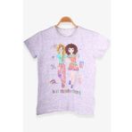 Breeze Açık Gri Melanj 8-12 Yaş Dostluk Temalı Kız Çocuk T-shirt