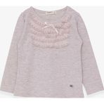 Breeze Bej 3-8 Yaş Uzun Kollu Güpürlü Fiyonklu Kız Çocuk T-shirt