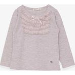 Breeze Bej 3-8 Yaş Uzun Kollu Güpürlü Fiyonklu Kız Çocuk T-shirt