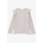 Breeze Bej Melanj 6-12 Yaş Omuzu Fırfırlı Kız Çocuk Uzun Kollu Bluz