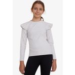 Breeze Bej Melanj 8-14 Yaş Omuzu Fırfır Detaylı Kız Çocuk Uzun Kollu Bluz