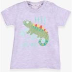 Breeze Bukalemun Baskılı Bej Melanj Erkek Bebek T-shirt