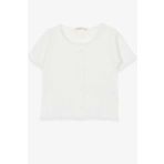 Breeze Ekru 8-14 Yaş Düğme Aksesuarlı Kız Çocuk T-shirt