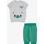 Breeze Erkek Bebek Ayıcık Detaylı Eşofman Takımı - Gri - 18 - 24 Ay