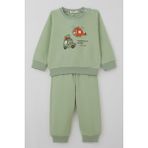 Breeze Erkek Bebek Eşofman Takımı Arabalı & Helikopterli Sevimli Ayıcık 6 Ay-2 Yaş, Fıstık Yeşili - 1,5 Yaş