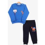 Breeze Erkek Bebek Eşofman Takımı Baskılı 9 Ay-3 Yaş, Saks Mavisi