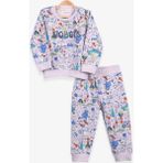 Breeze Erkek Bebek Eşofman Takımı Baskılı Desenli Bej (6 Ay-2 Yaş) - 1 Yaş